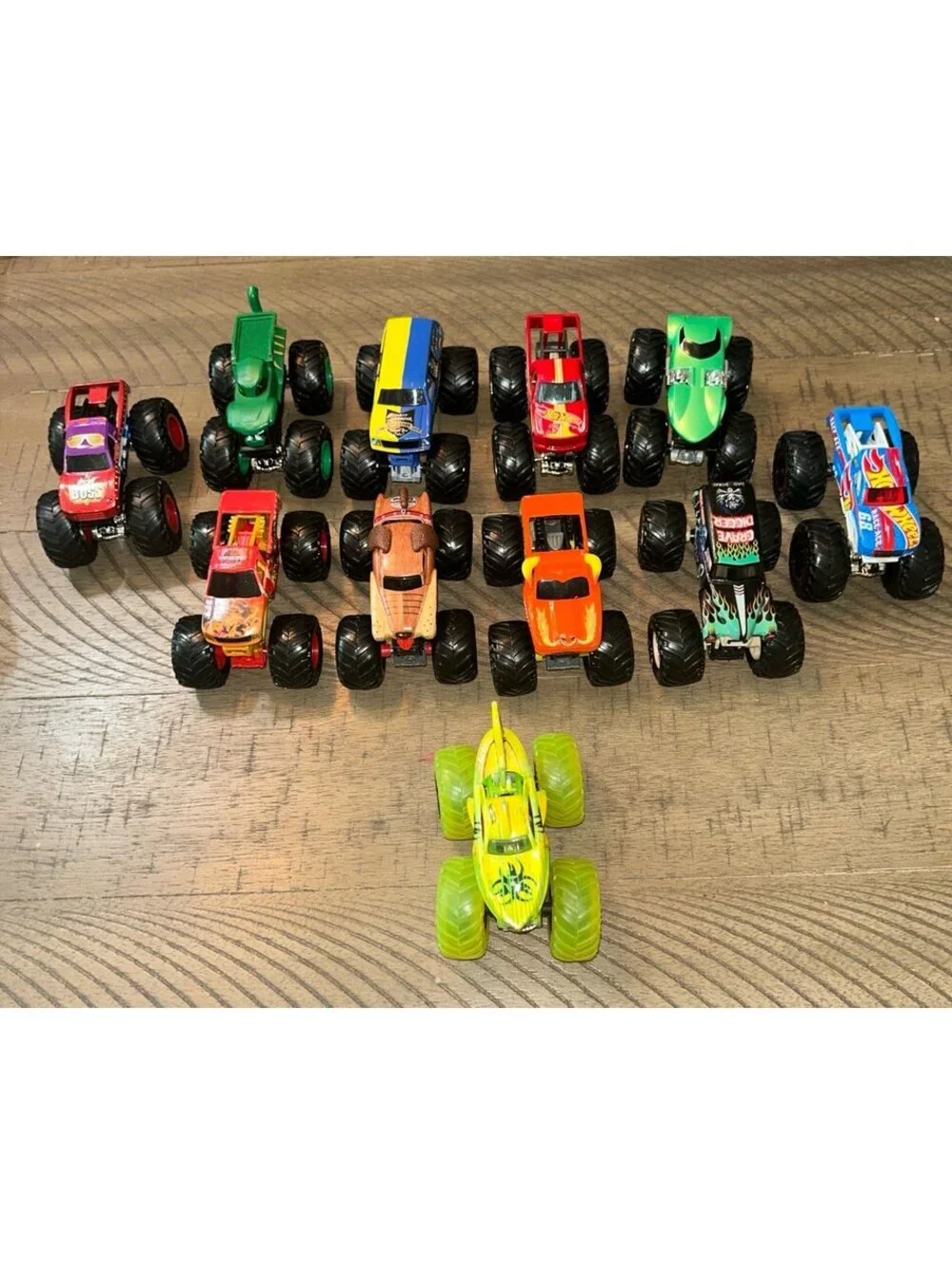 Hot Wheels Monster Trucks Lot of 11 Mixed Vehicles Shark Truck Grave Digger More